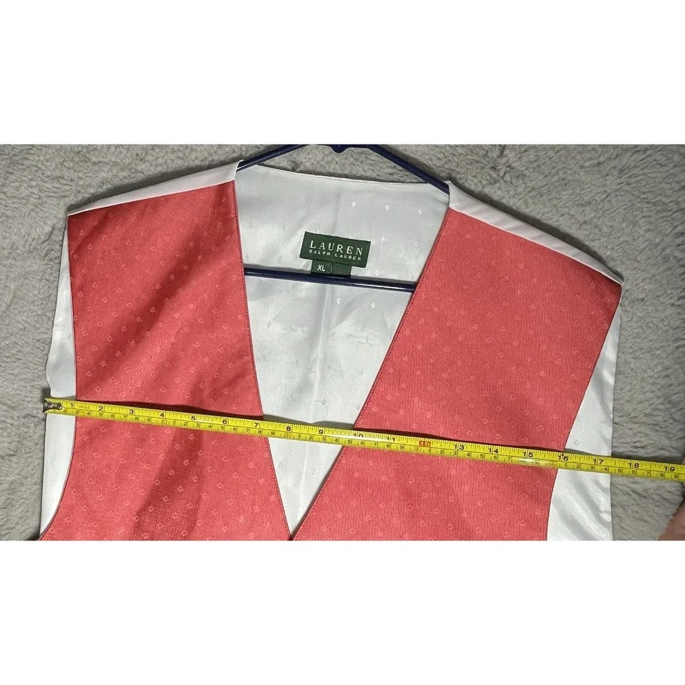 Vintage Polo Ralph Lauren‎ Lapel Vest Mens XL Coral White Button